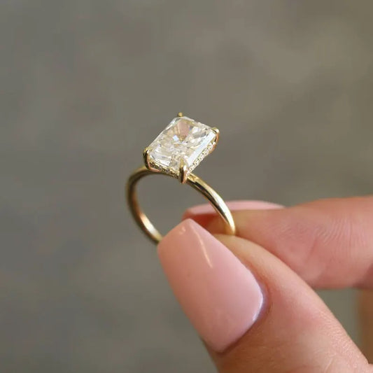 2ct Hidden Halo Radiant Moissanite Solitaire