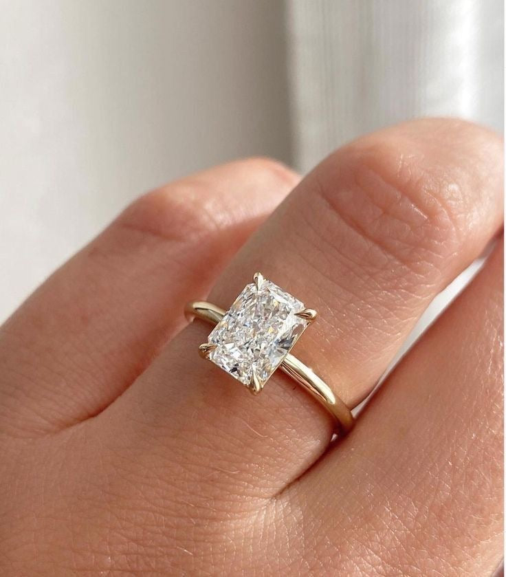 2ct Hidden Halo Radiant Moissanite Solitaire