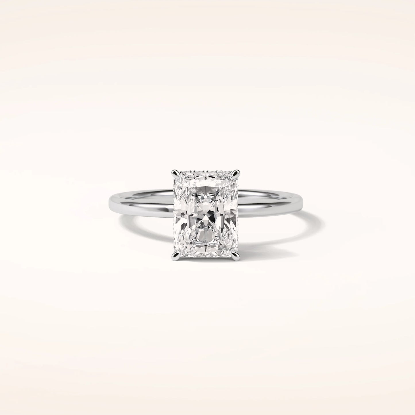 2ct Hidden Halo Radiant Moissanite Solitaire