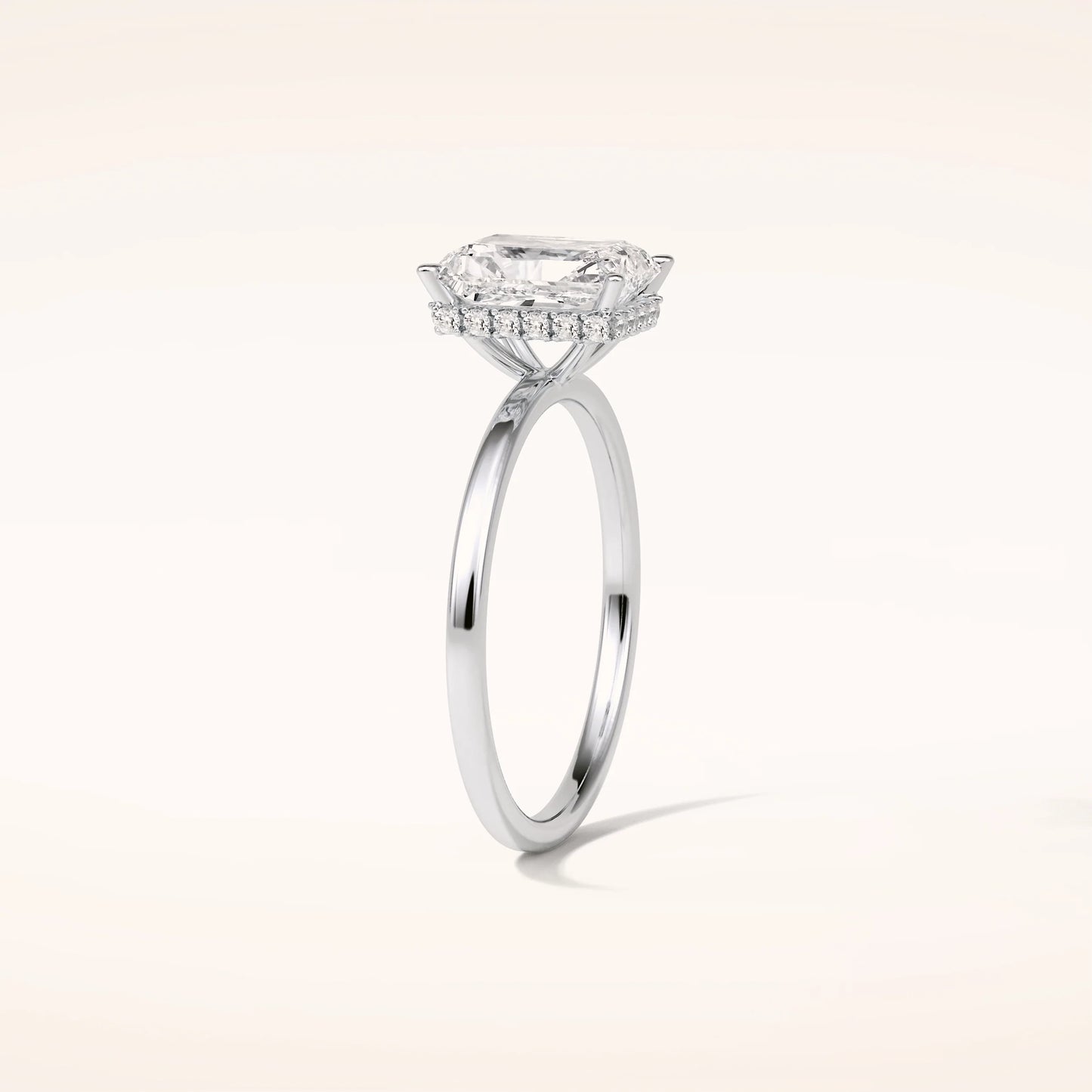 2ct Hidden Halo Radiant Moissanite Solitaire