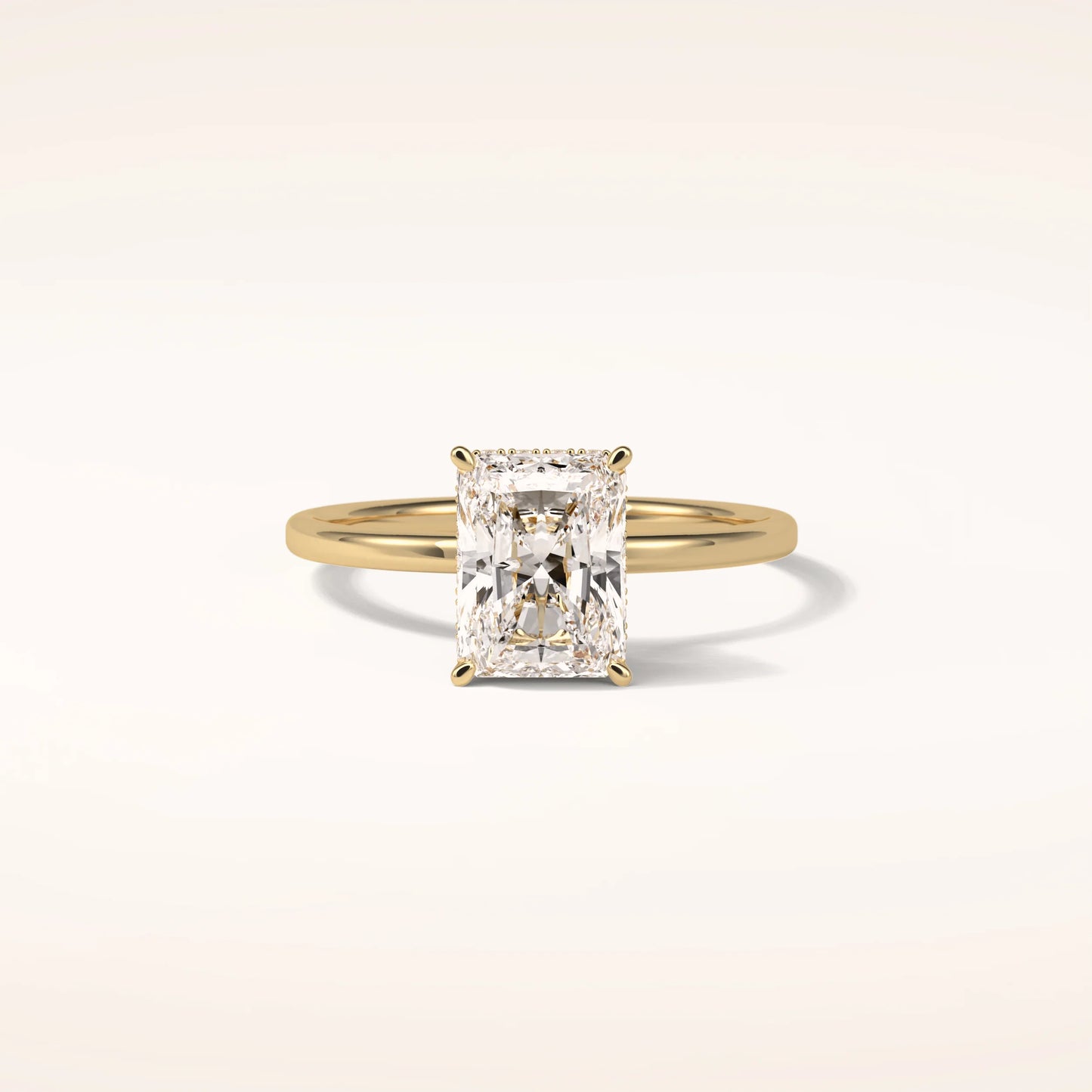 2ct Hidden Halo Radiant Moissanite Solitaire