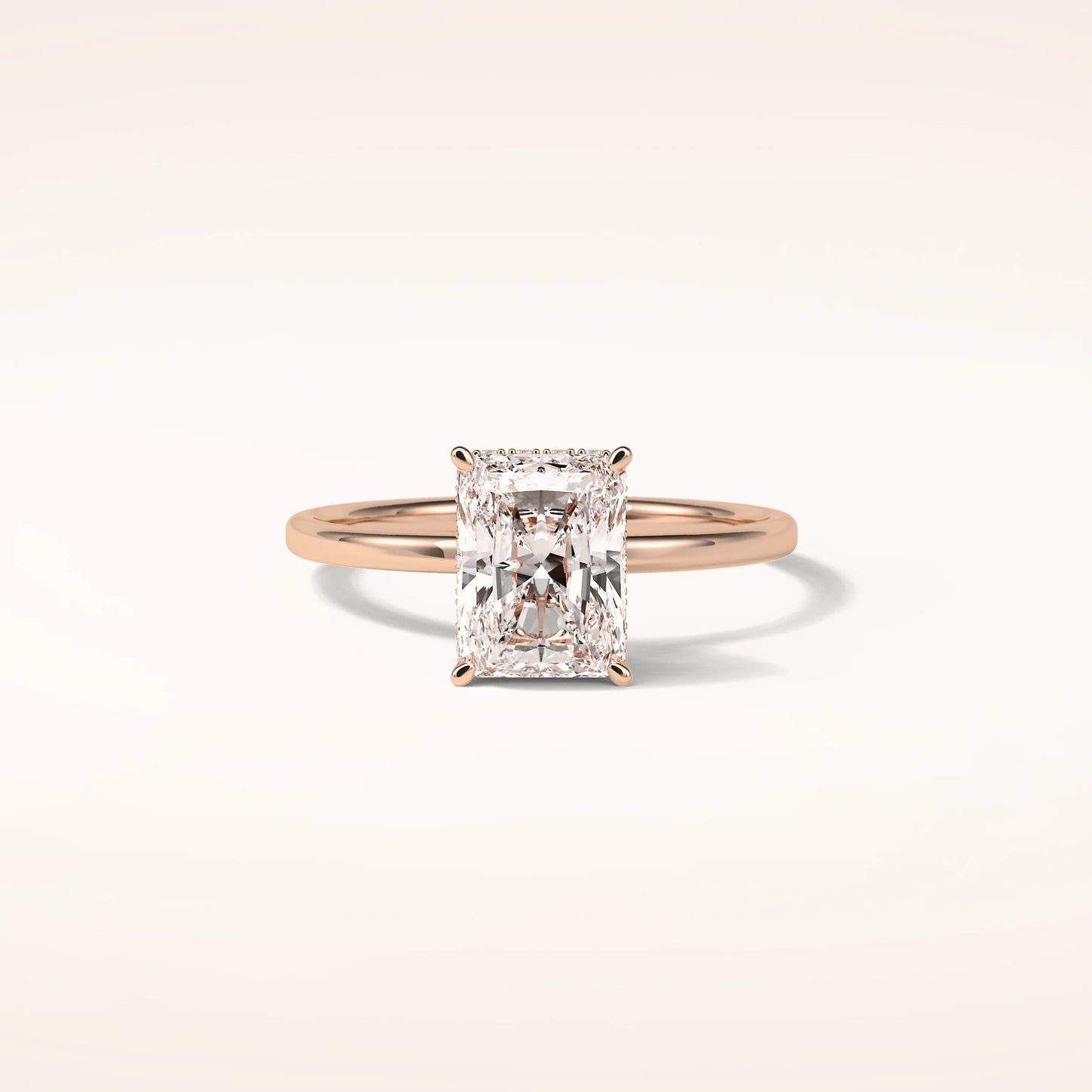 2ct Hidden Halo Radiant Moissanite Solitaire