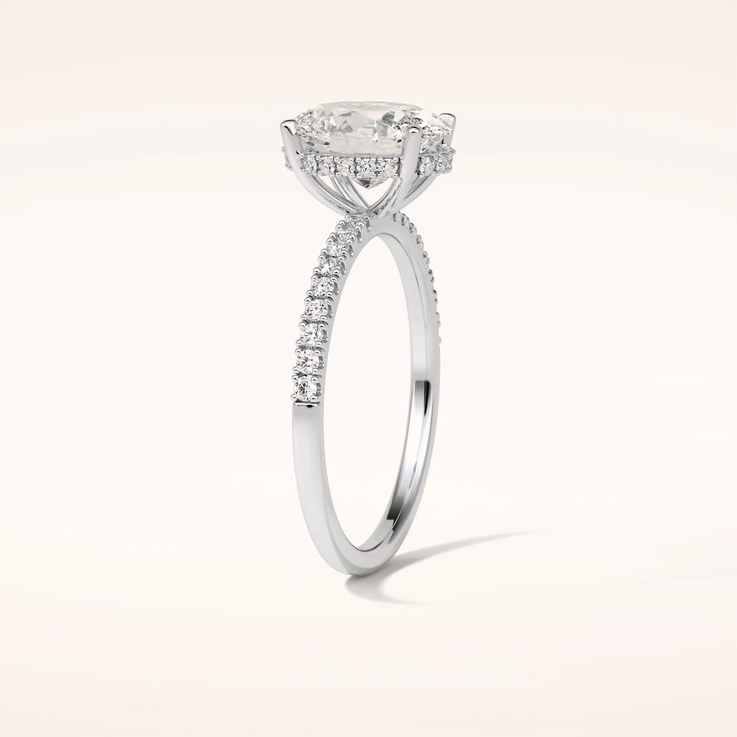 2ct Hidden Halo Oval Moissanite Ring with Pavè Band