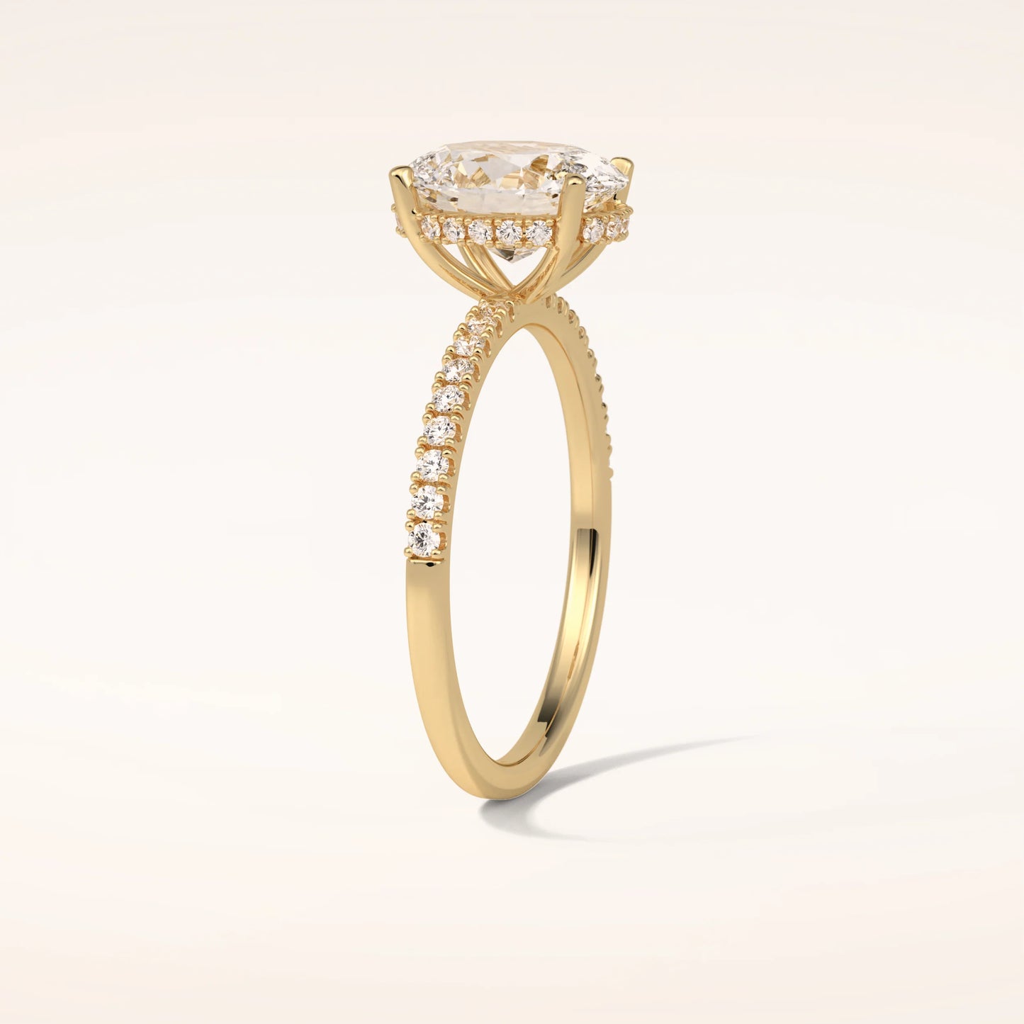 2ct Hidden Halo Oval Moissanite Ring with Pavè Band