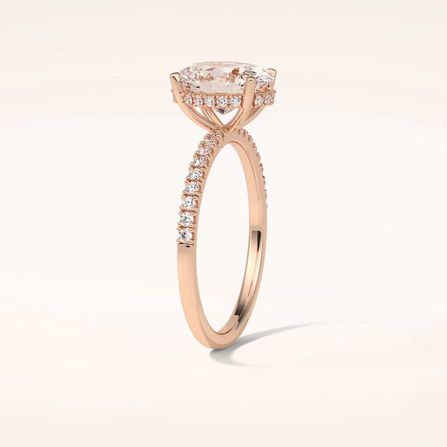 2ct Hidden Halo Oval Moissanite Ring with Pavè Band