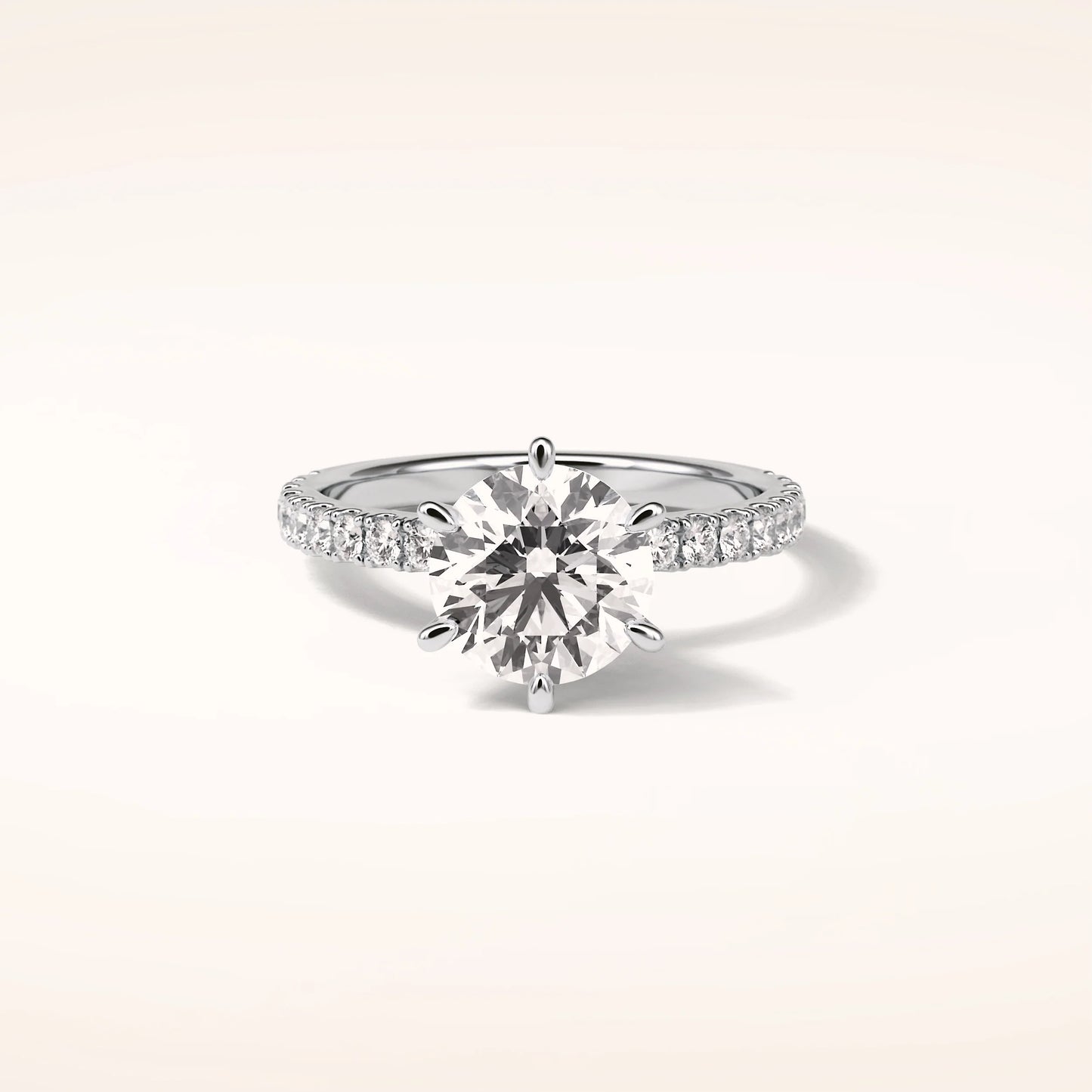2ct Round Moissanite Ring with Pavè Band