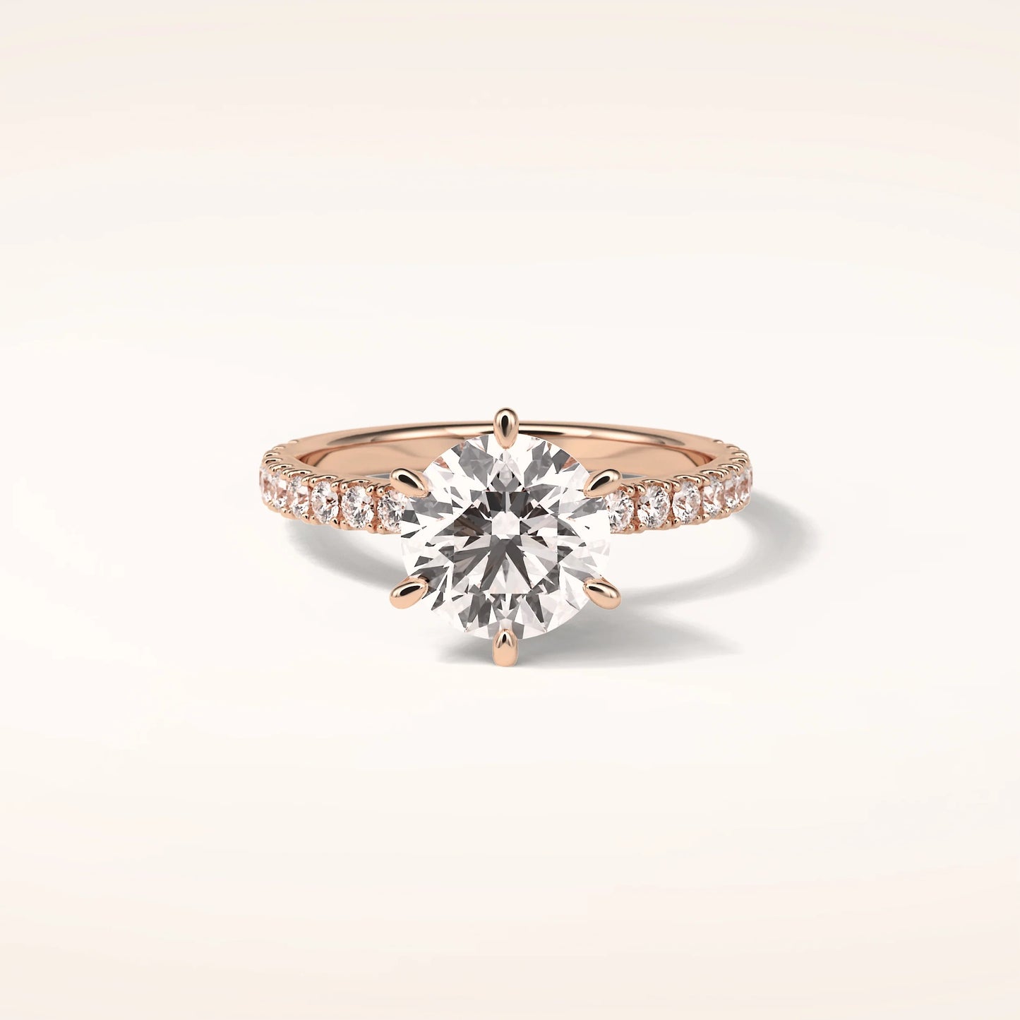 2ct Round Moissanite Ring with Pavè Band