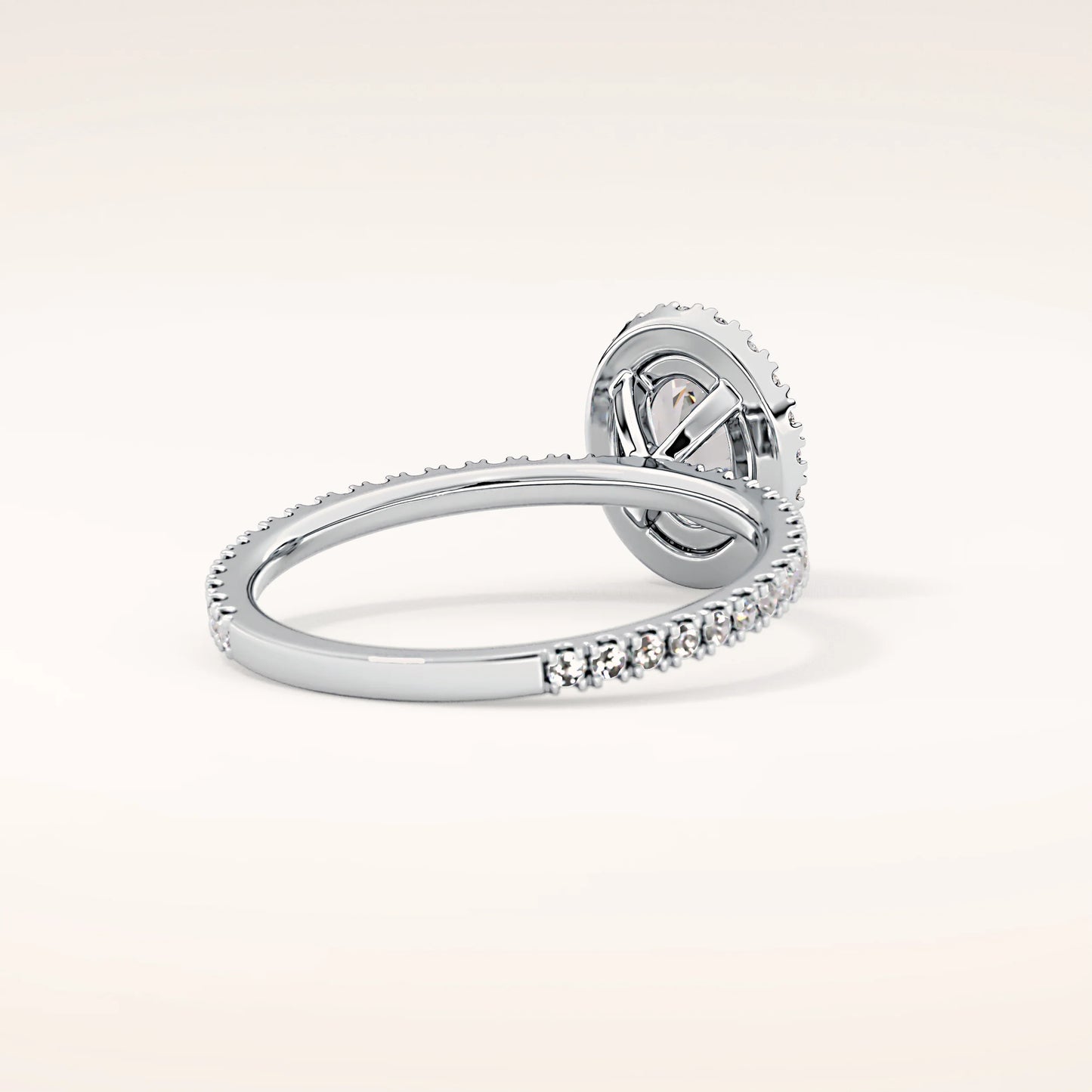 Halo Oval Moissanite Ring with Pavè Band