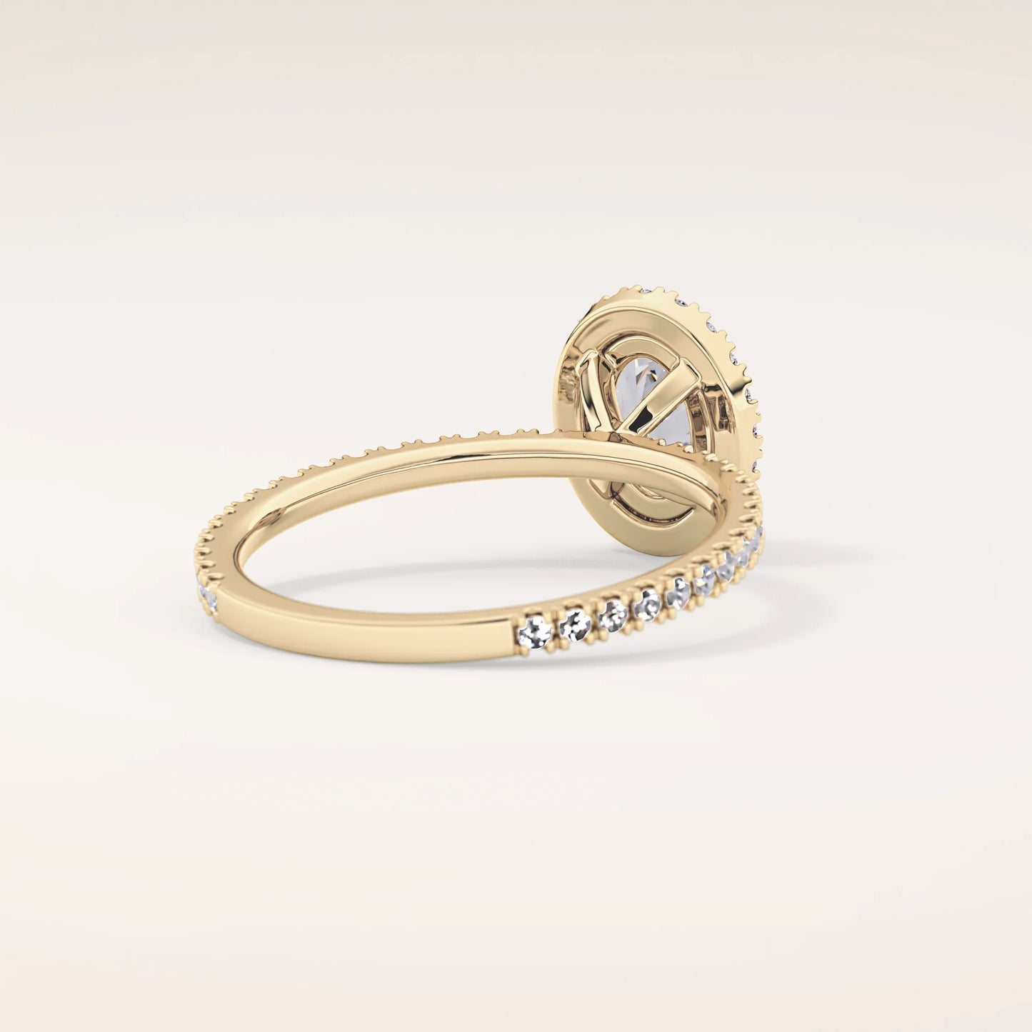 Halo Oval Moissanite Ring with Pavè Band