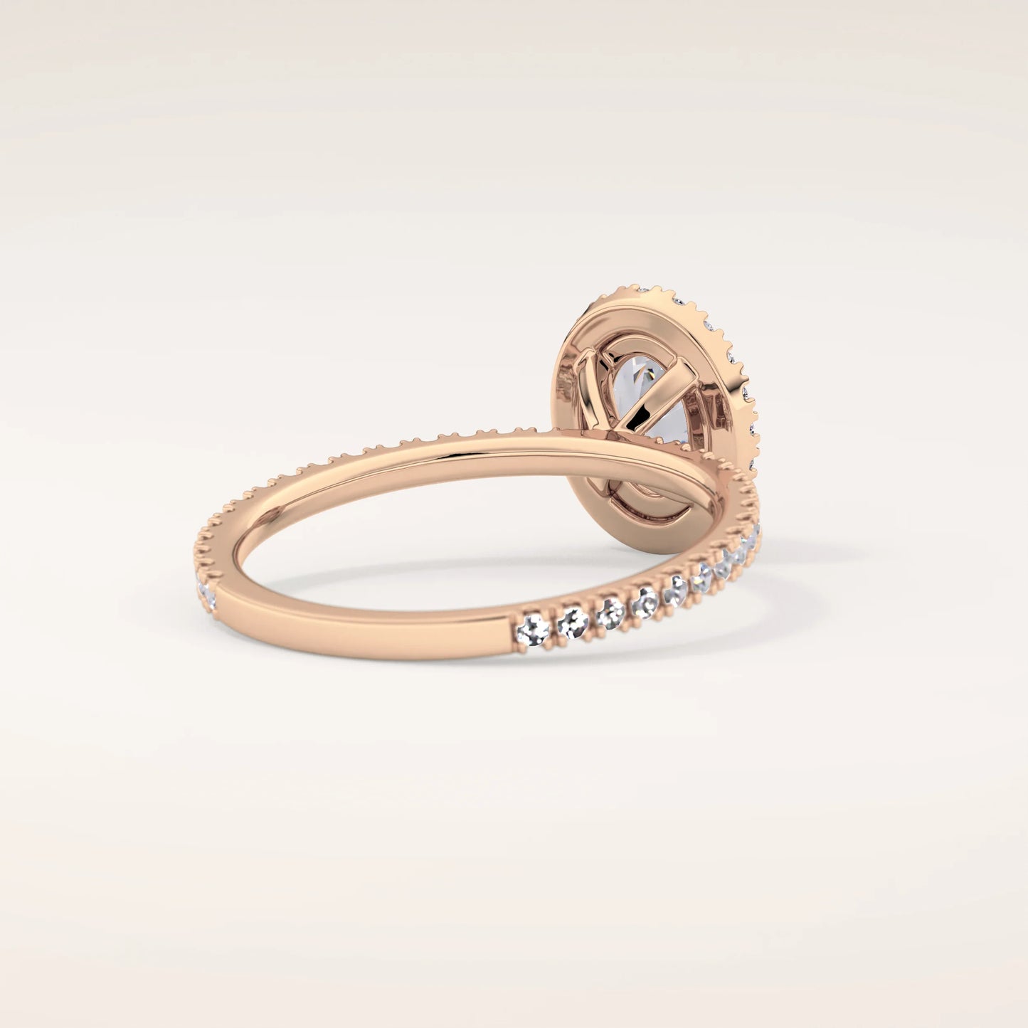 Halo Oval Moissanite Ring with Pavè Band
