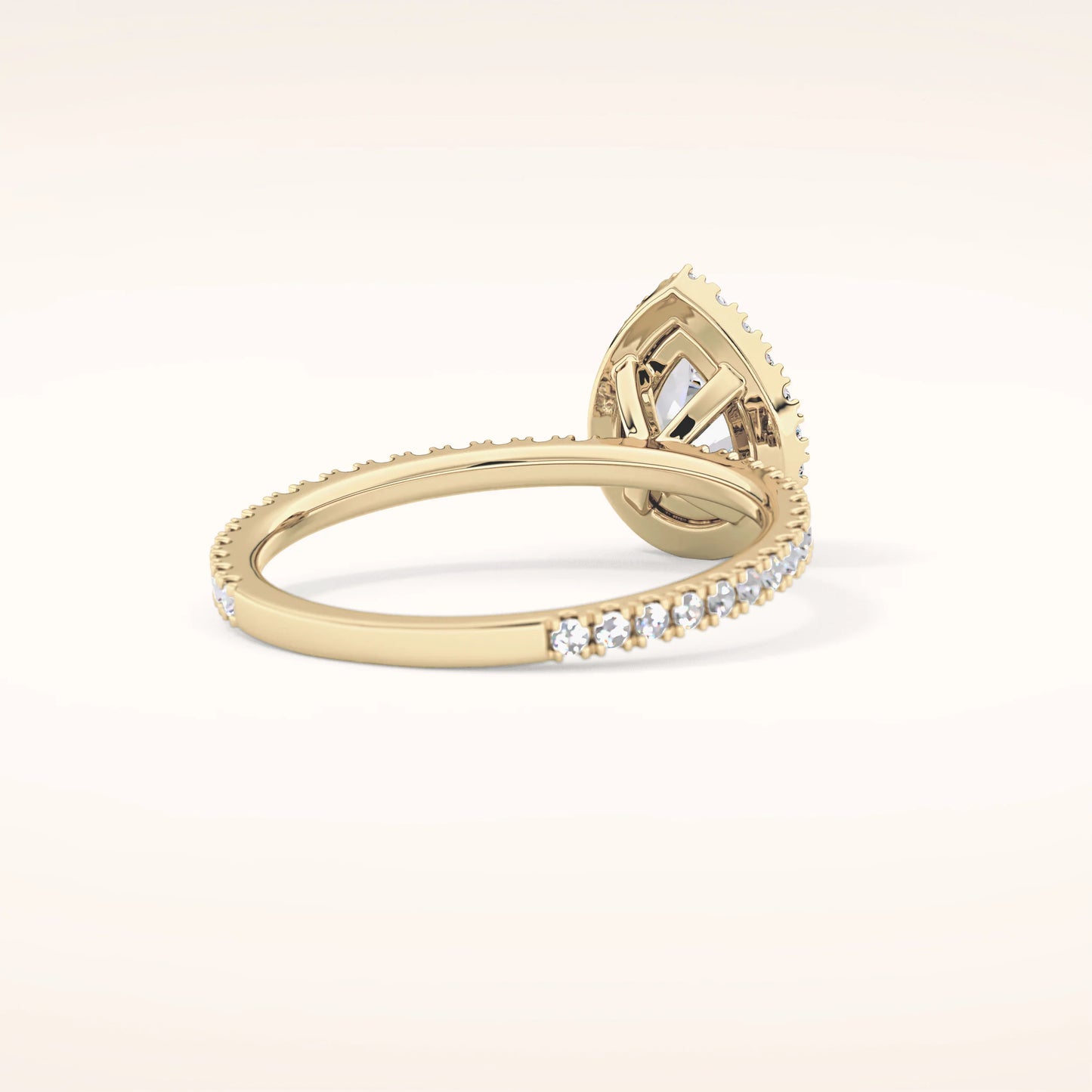 Halo Pear Moissanite Ring with Pavè Band