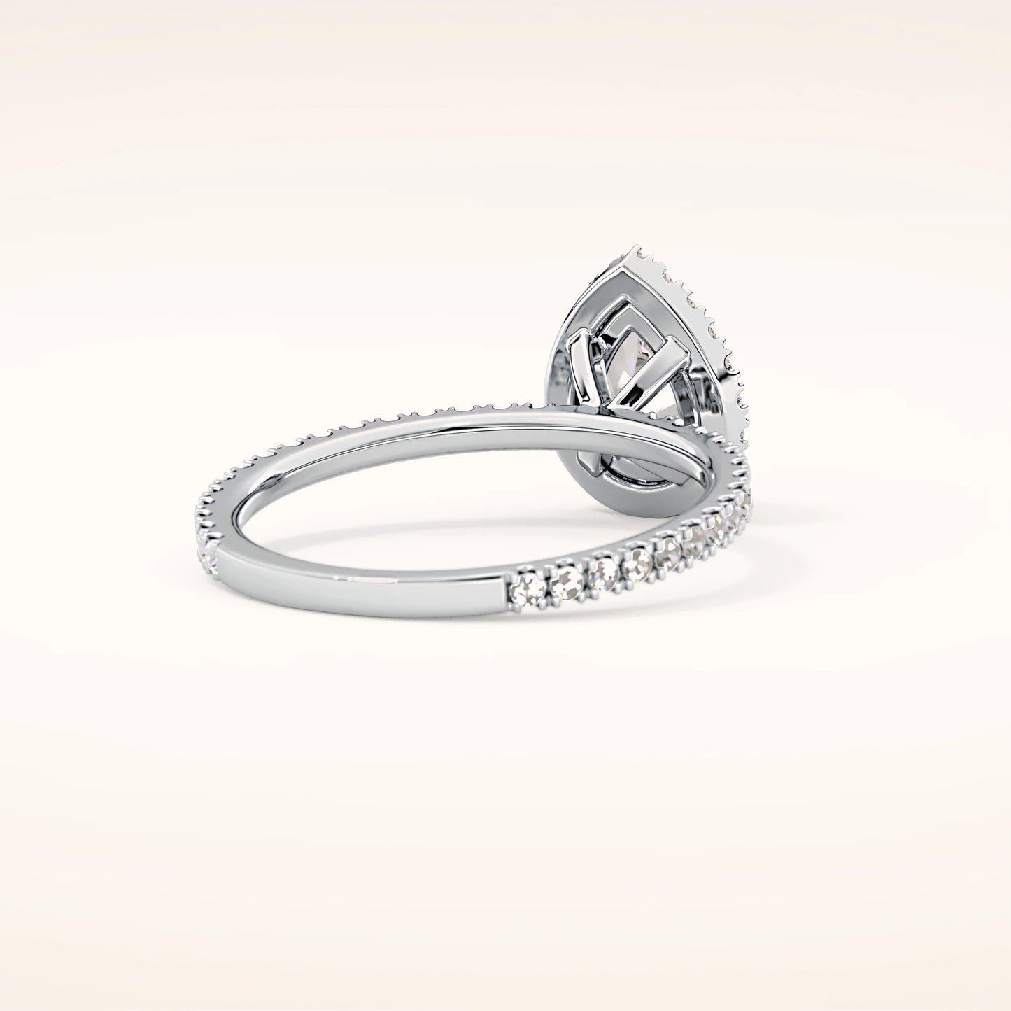 Halo Pear Moissanite Ring with Pavè Band