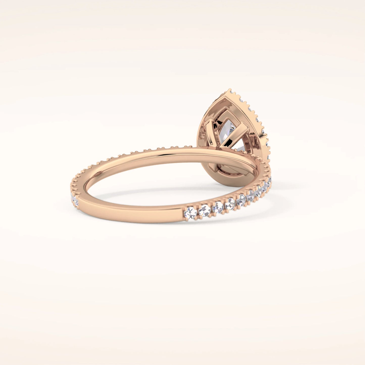 Halo Pear Moissanite Ring with Pavè Band