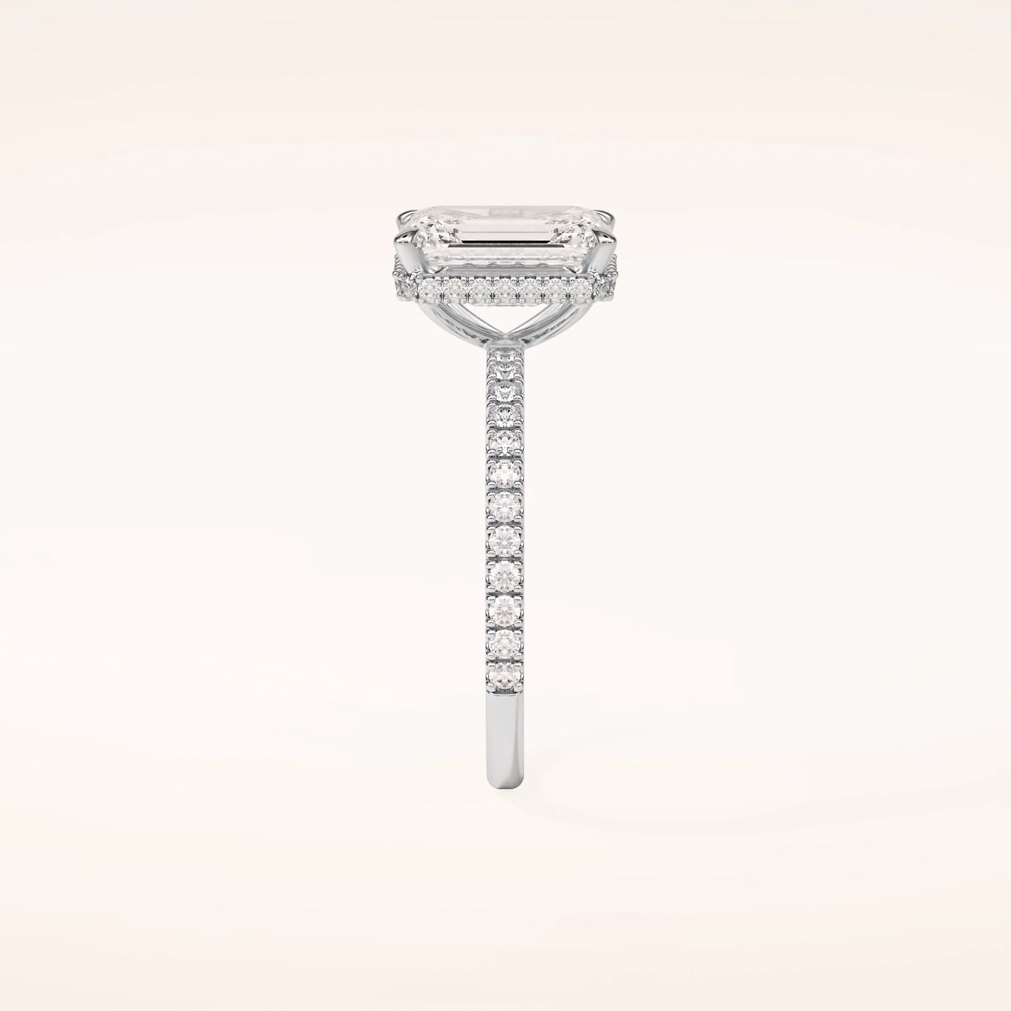 2ct Hidden Halo Emerald cut Moissanite Solitaire