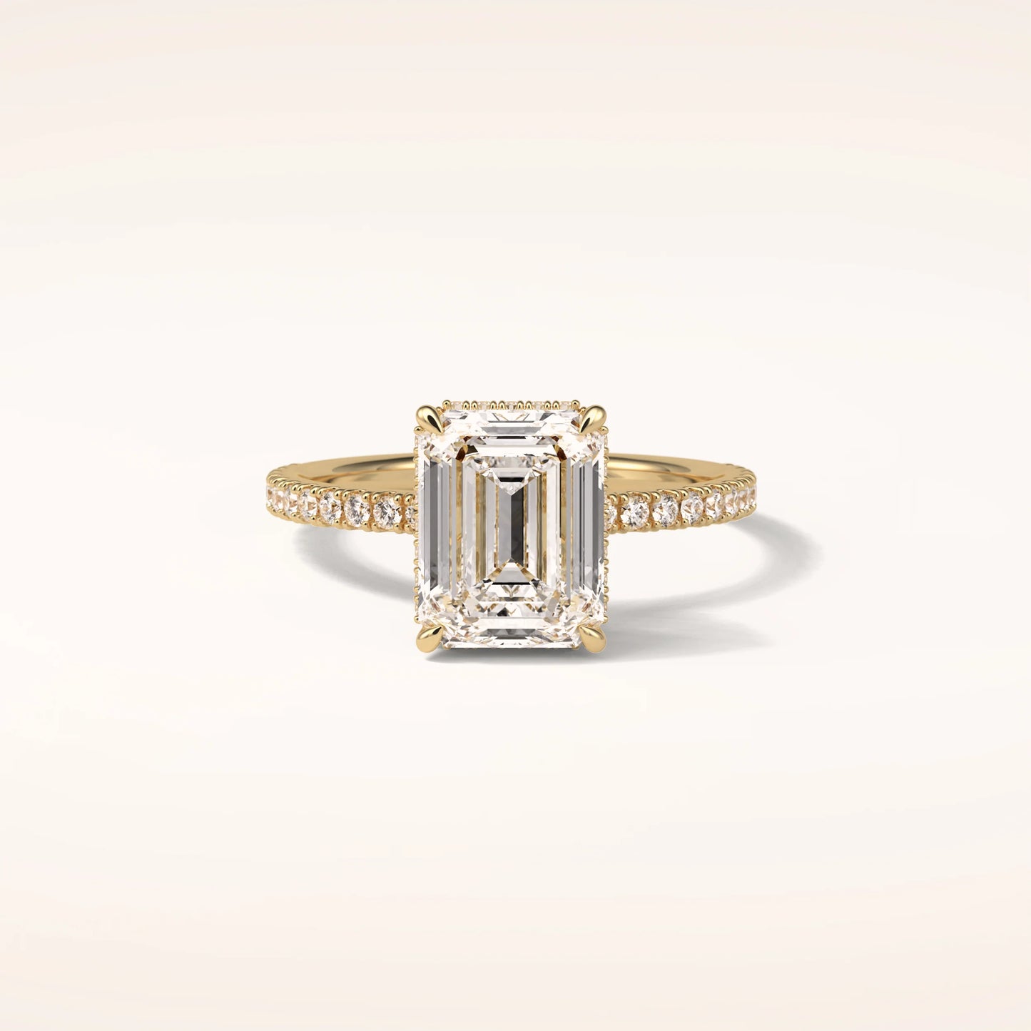 2ct Hidden Halo Emerald cut Moissanite Solitaire
