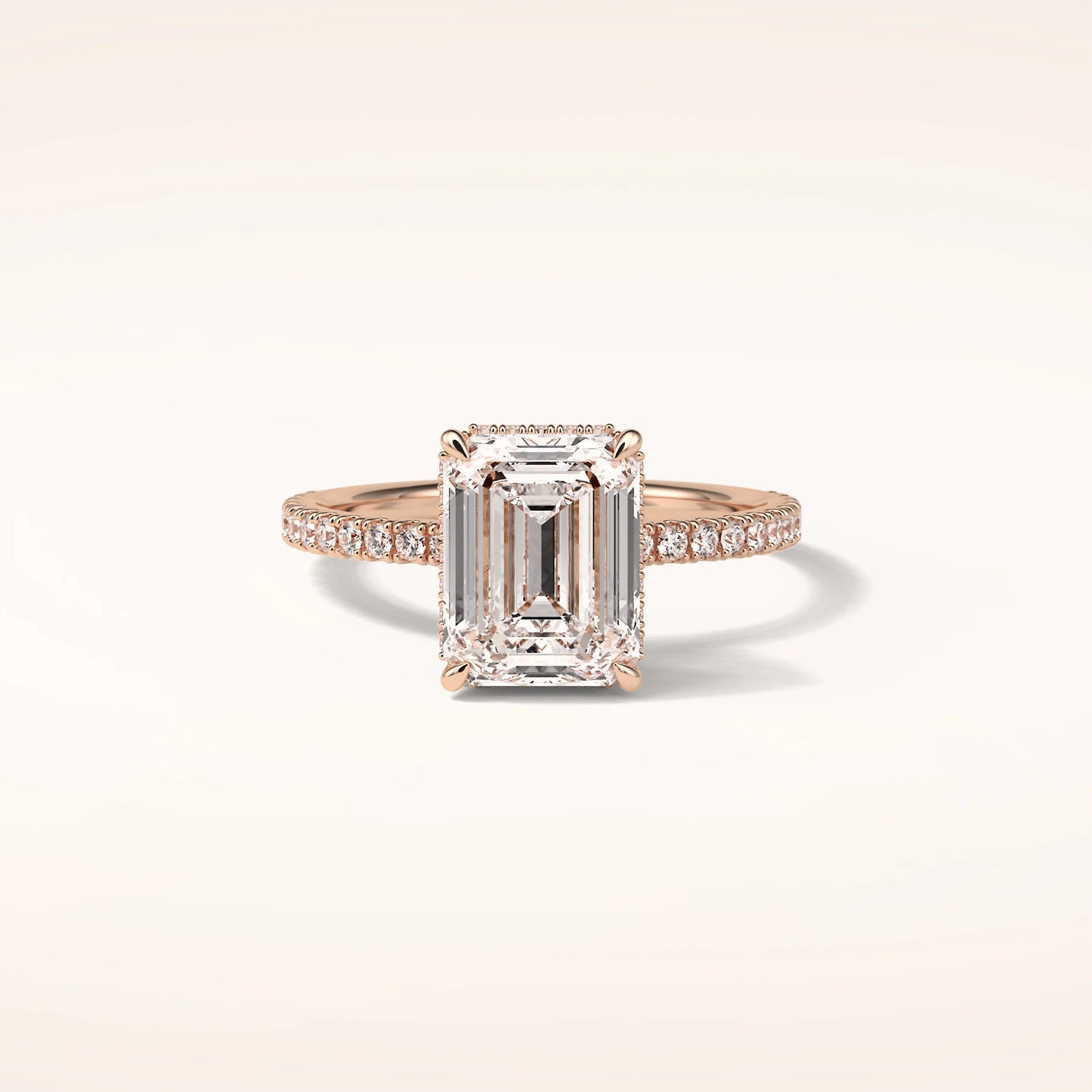 2ct Hidden Halo Emerald cut Moissanite Solitaire