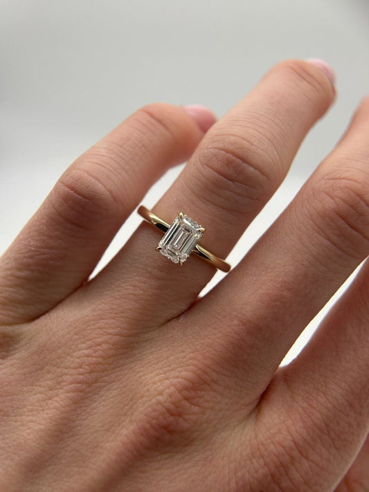 1ct Emerald Lab Grown Diamond Solitaire