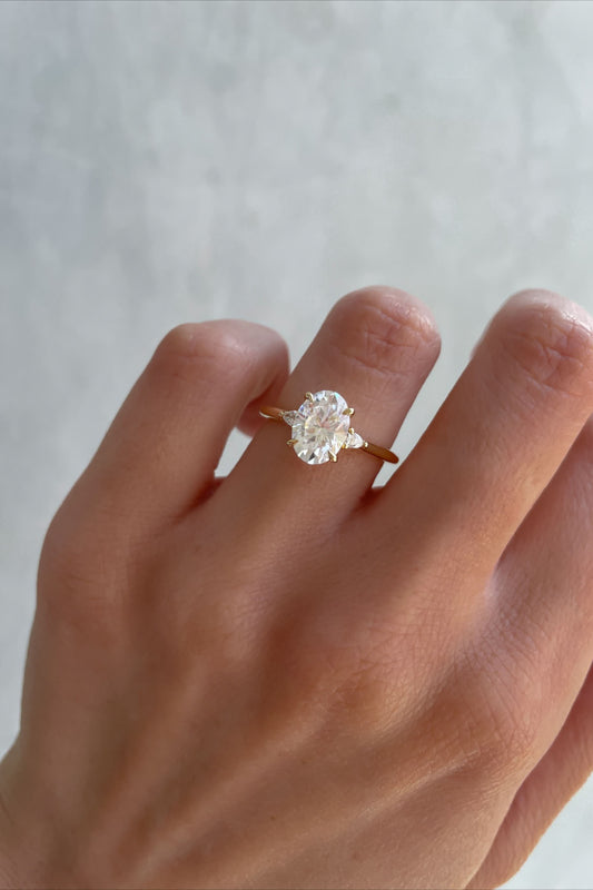 Oval Moissanite Trilogy Ring