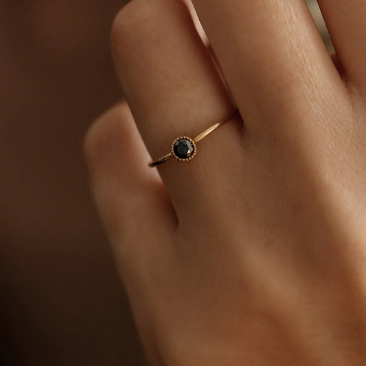 Black Spinel Bezel Ring