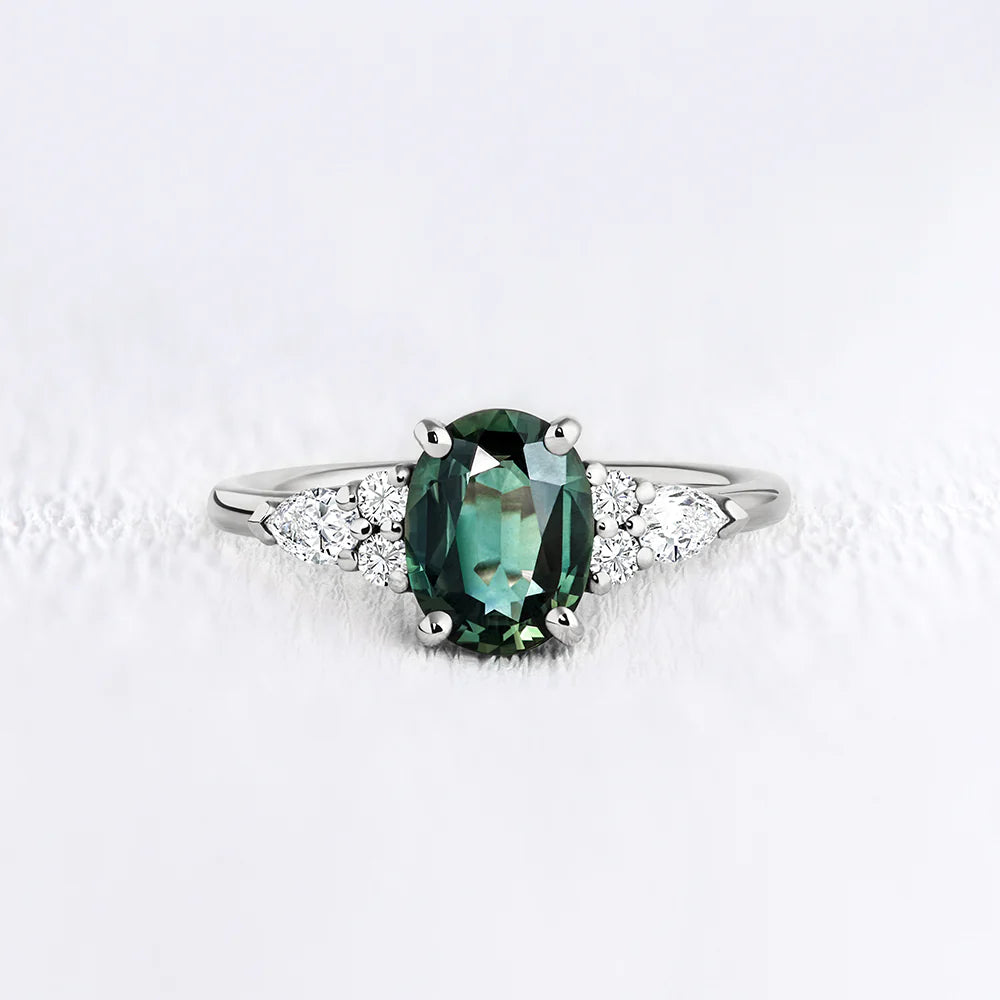Oval Lab Grown Emerald Cluster Ring