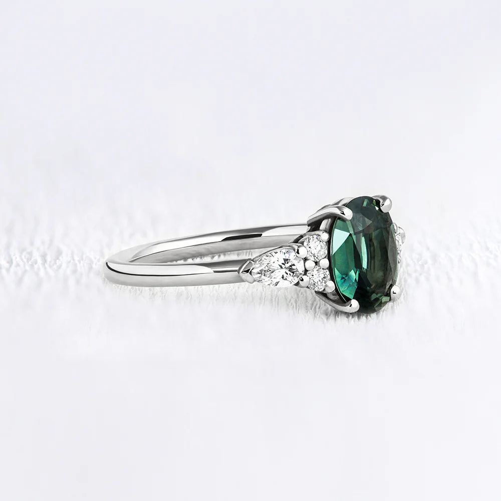Oval Lab Grown Emerald Cluster Ring