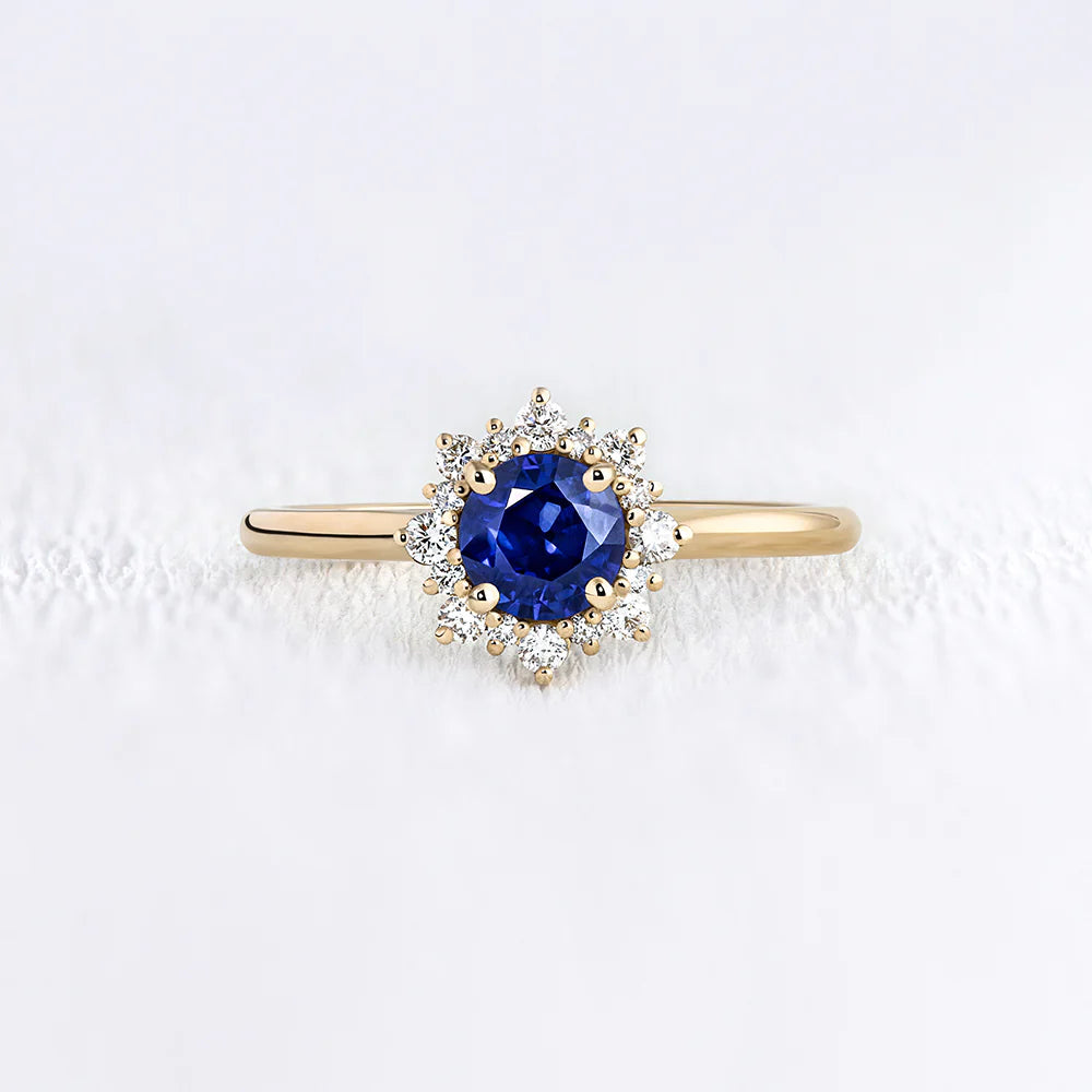 Halo Lab Grown Sapphire Ring