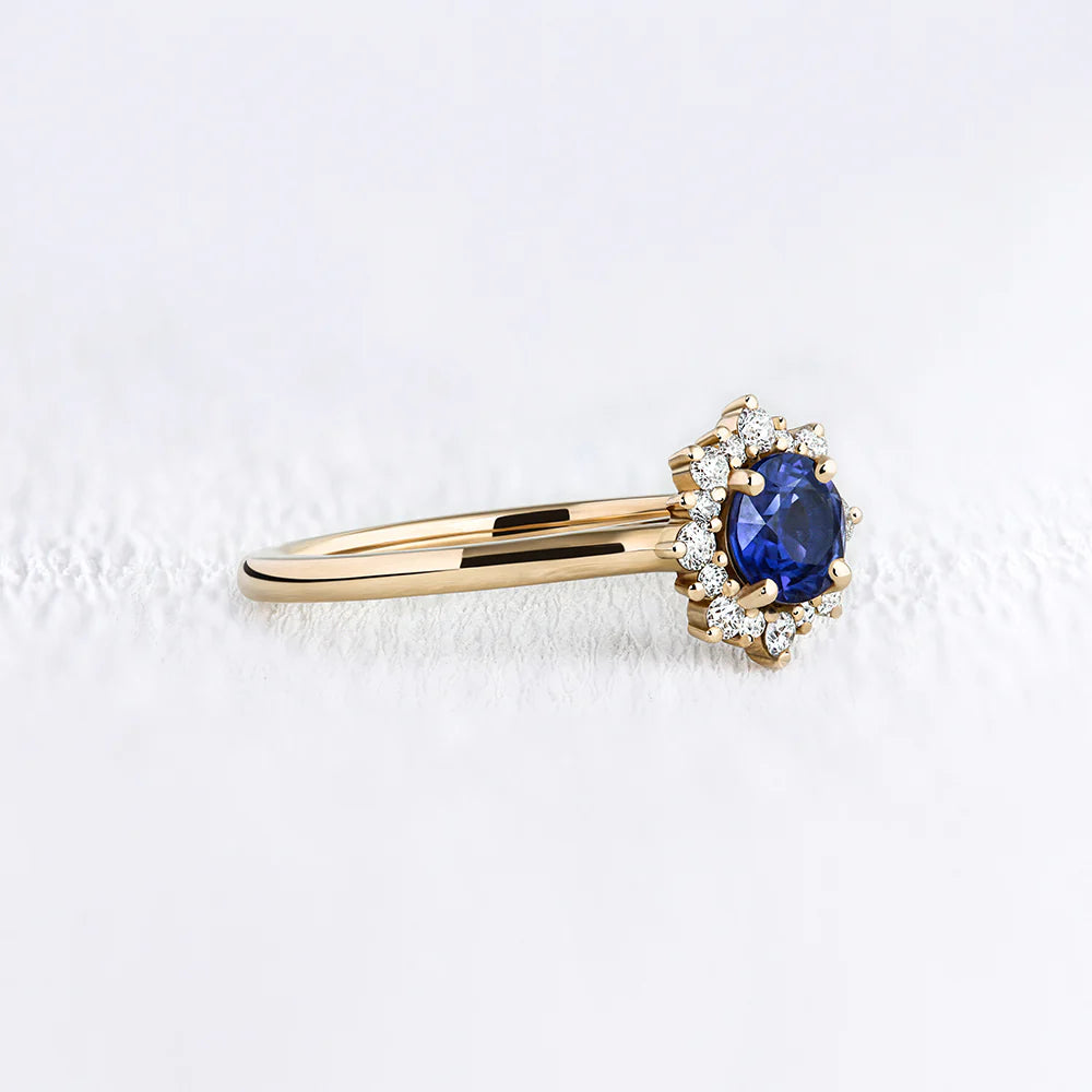 Halo Lab Grown Sapphire Ring
