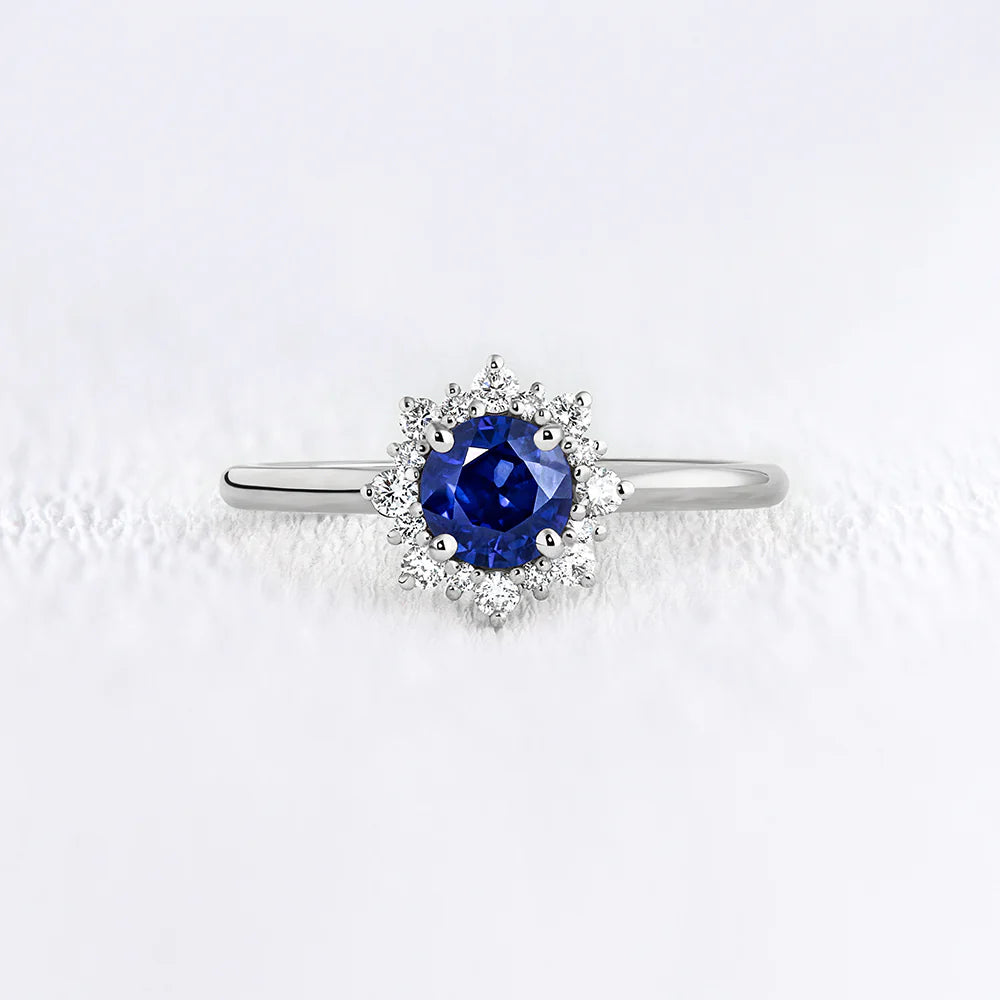 Halo Lab Grown Sapphire Ring