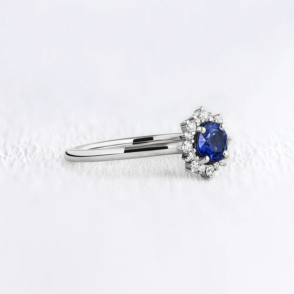 Halo Lab Grown Sapphire Ring