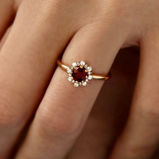 Halo Lab Grown Ruby Ring