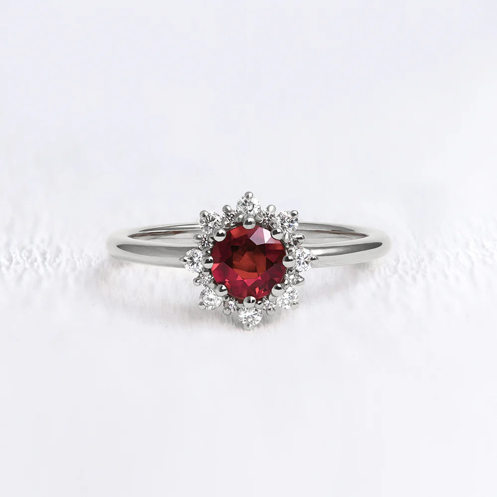 Halo Lab Grown Ruby Ring