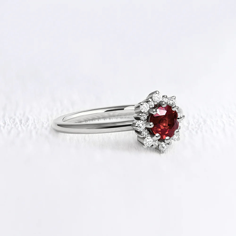 Halo Lab Grown Ruby Ring