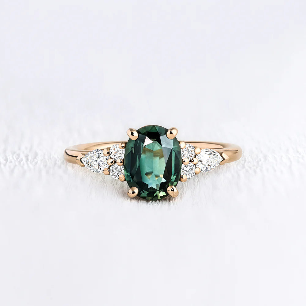 Oval Lab Grown Emerald Cluster Ring