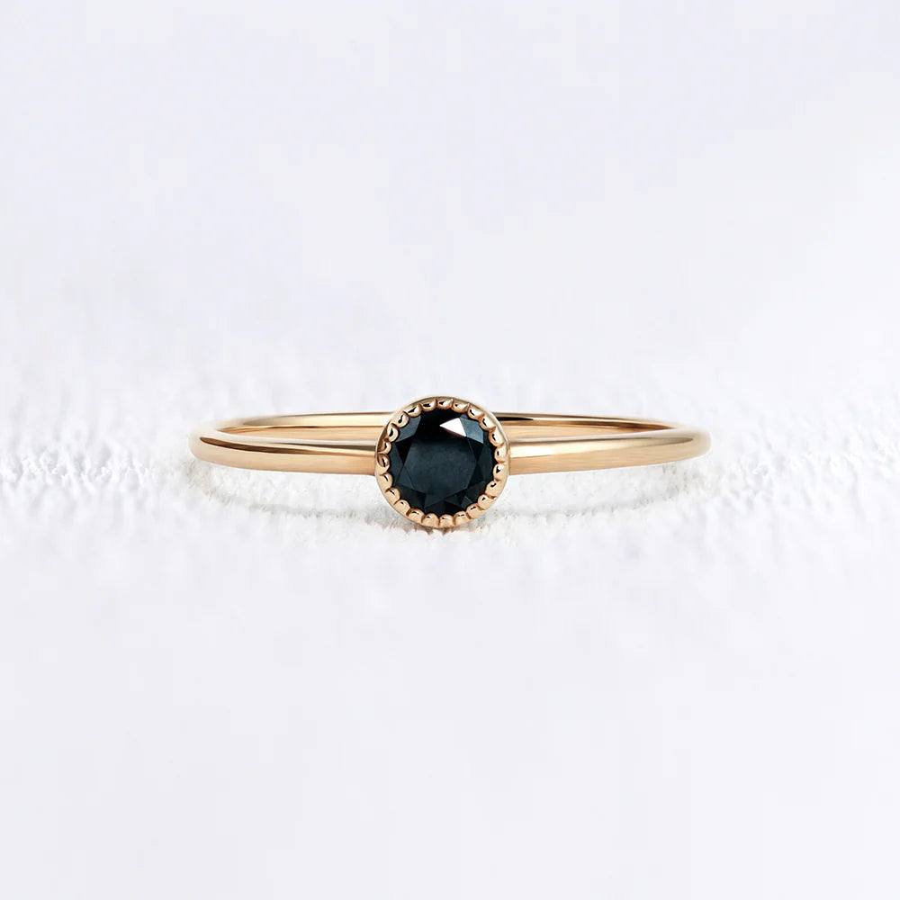 Black Spinel Bezel Ring
