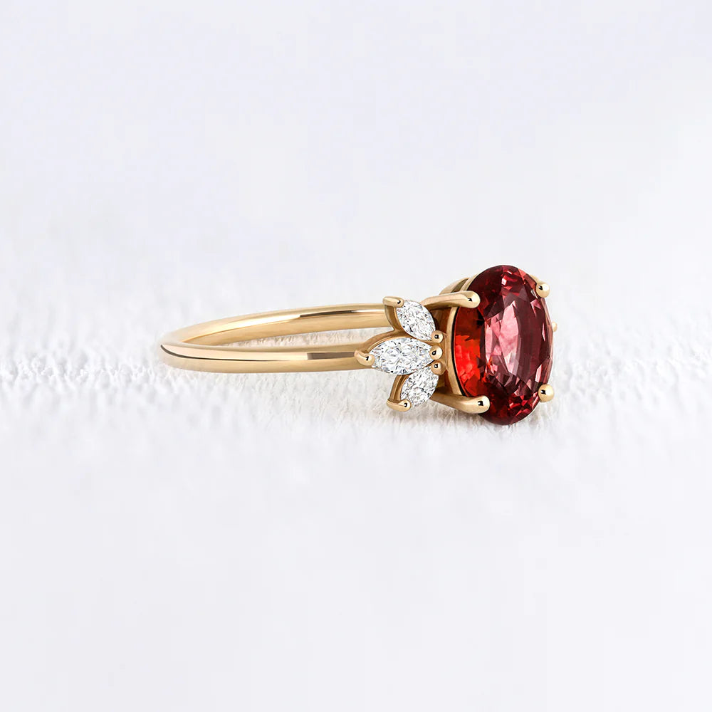 Oval Lab Grown Ruby Cluster Ring