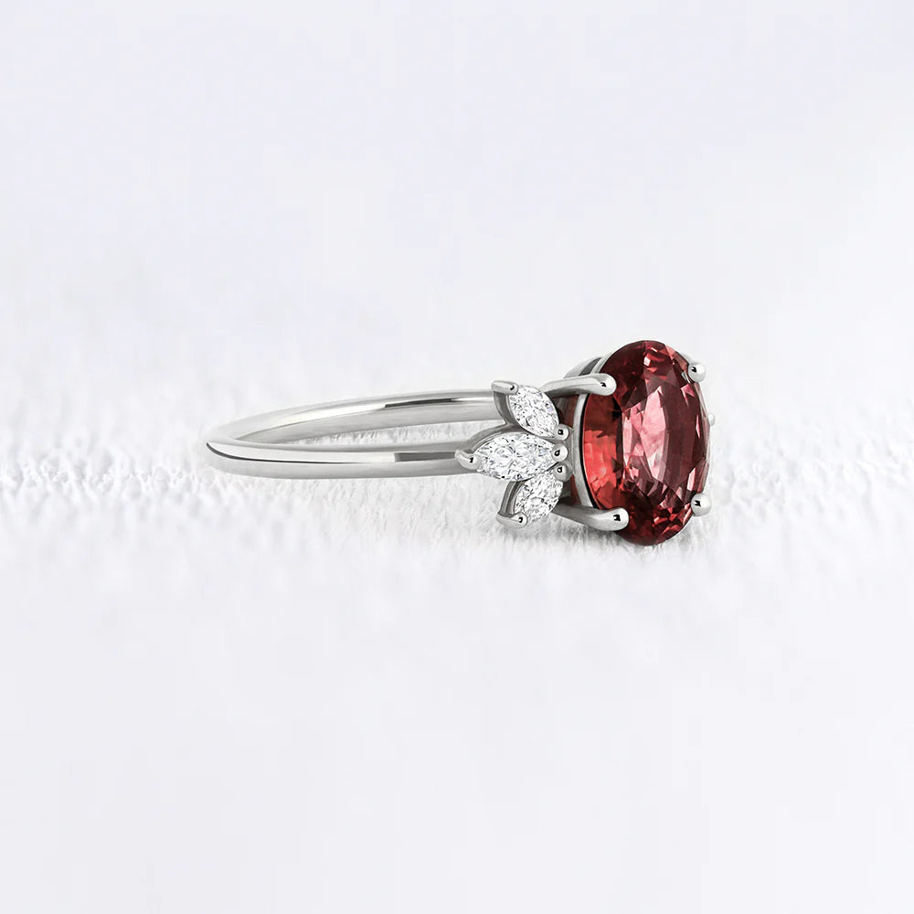 Oval Lab Grown Ruby Cluster Ring