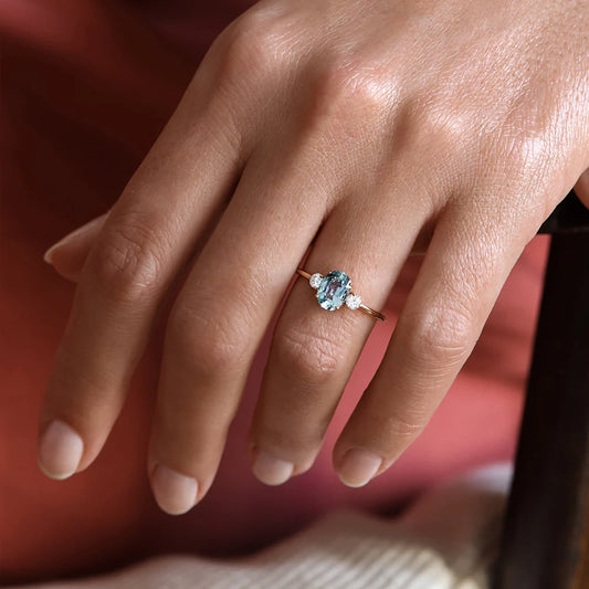 Sky Blue Topaz and Moissanite Trilogy