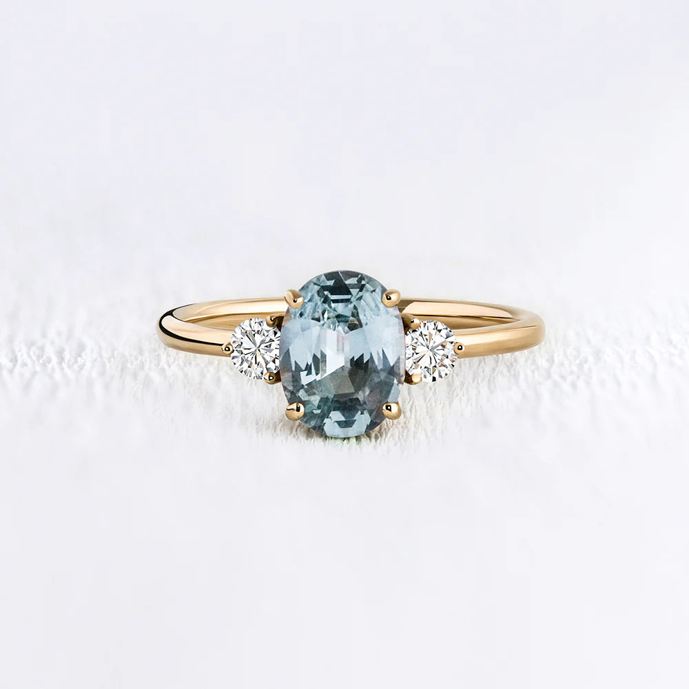Sky Blue Topaz and Moissanite Trilogy