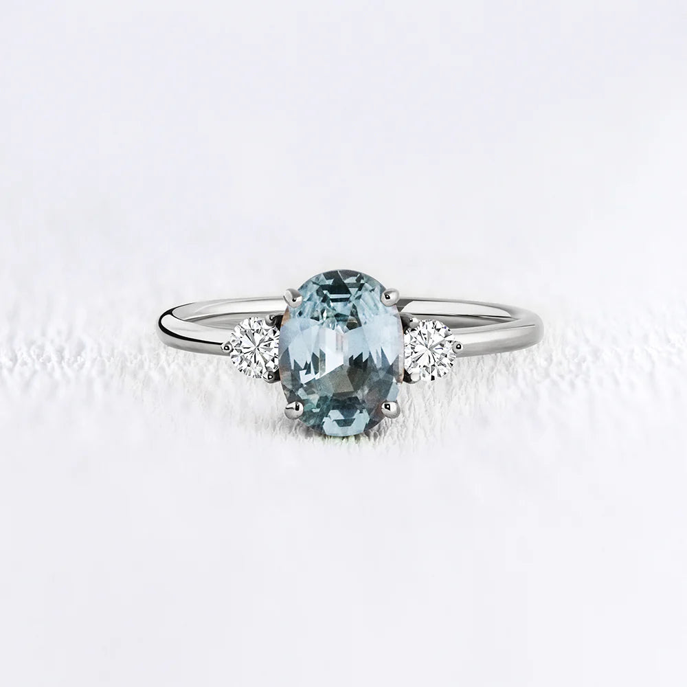 Sky Blue Topaz and Moissanite Trilogy