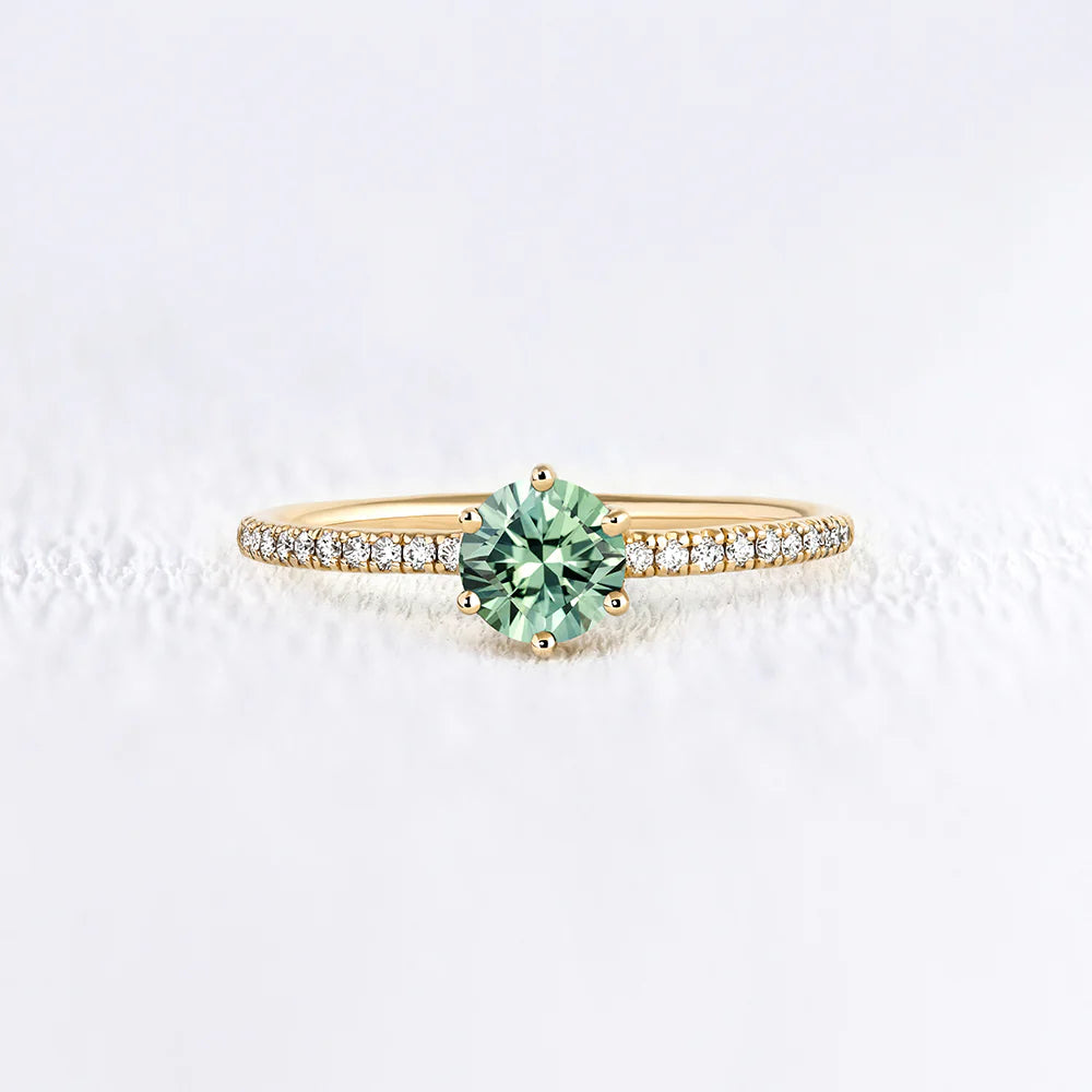 Round Green Lab Sapphire with Pavè Band