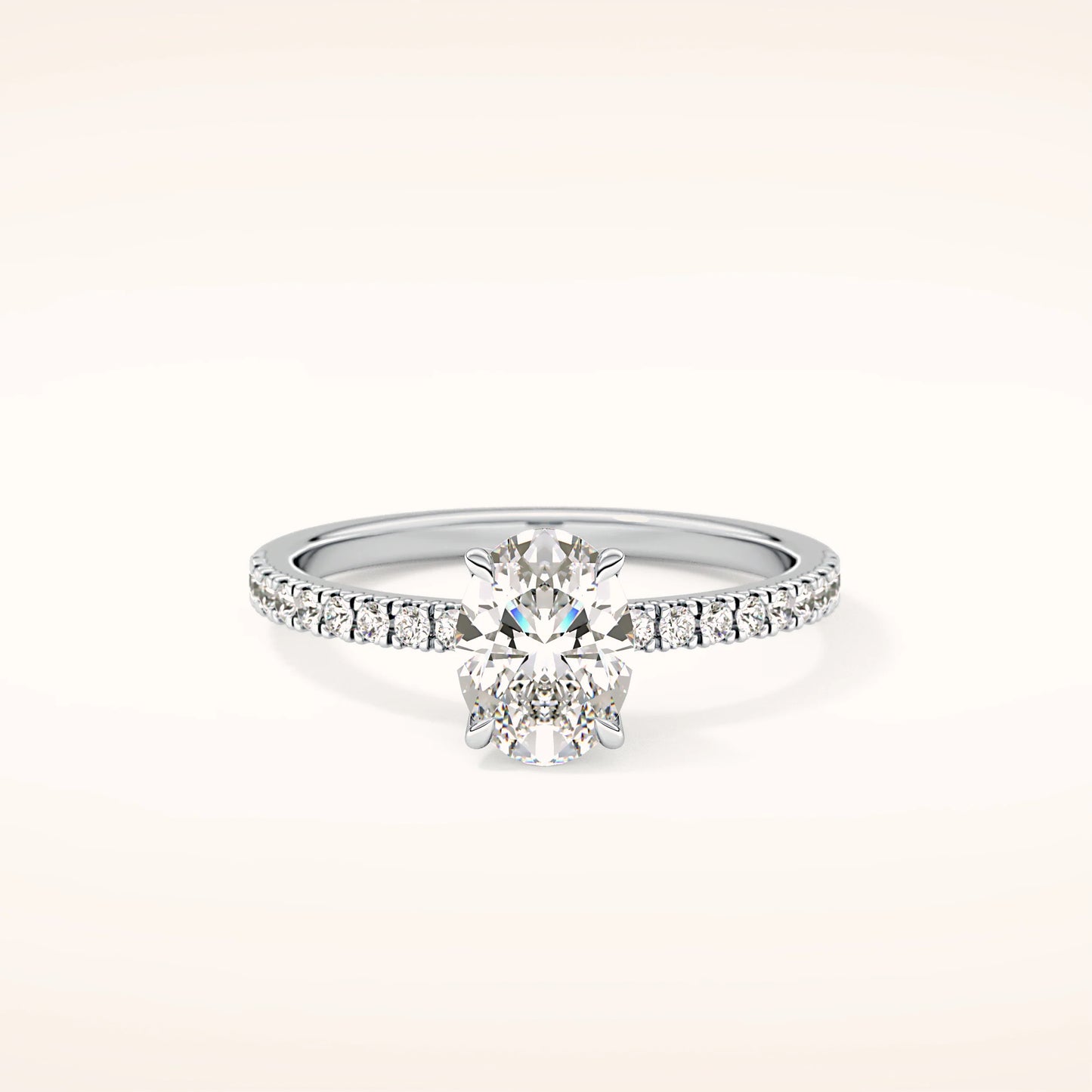 Oval Lab Grown Diamond Ring with Pavè Band