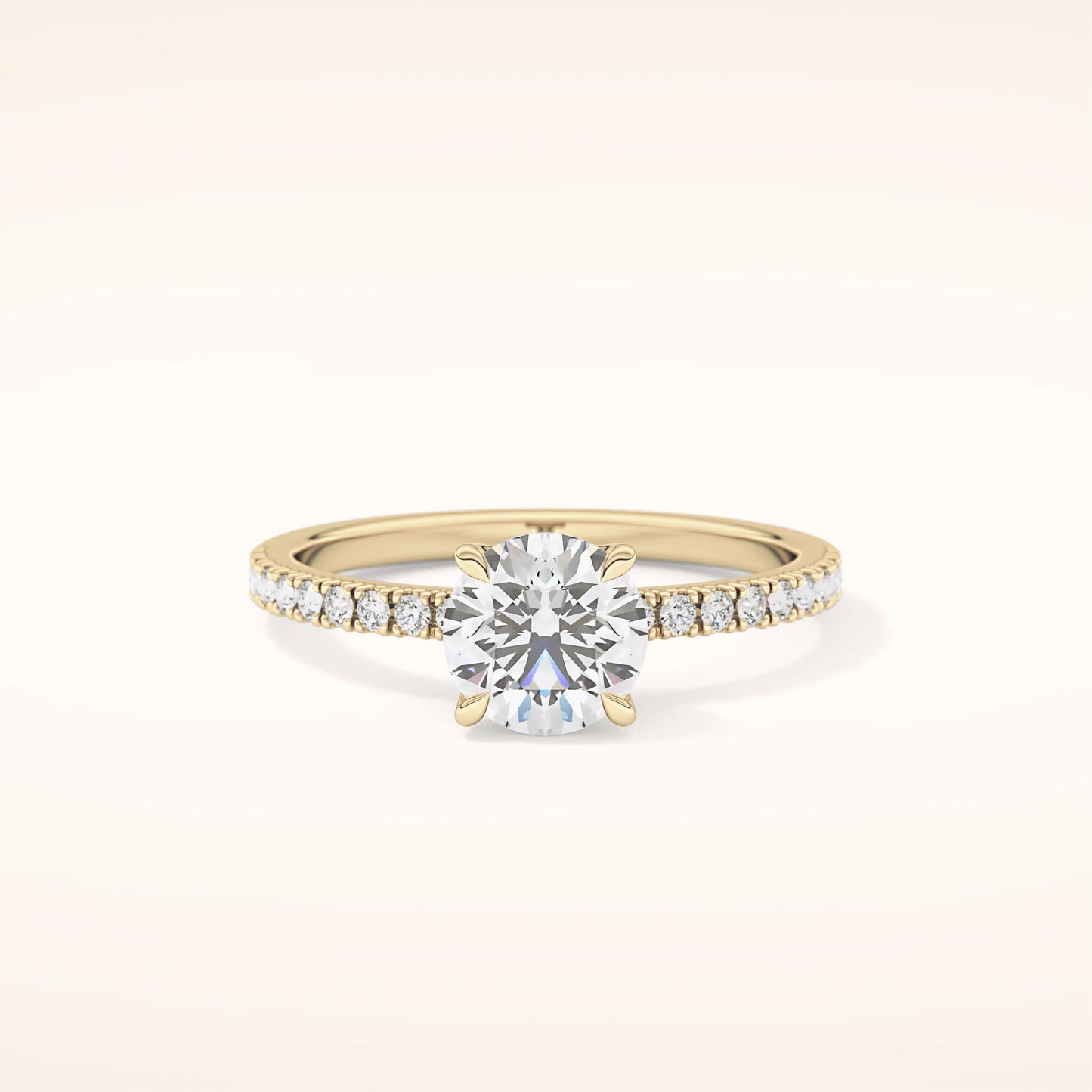 Round Lab Grown Diamond Ring with Pavè Band