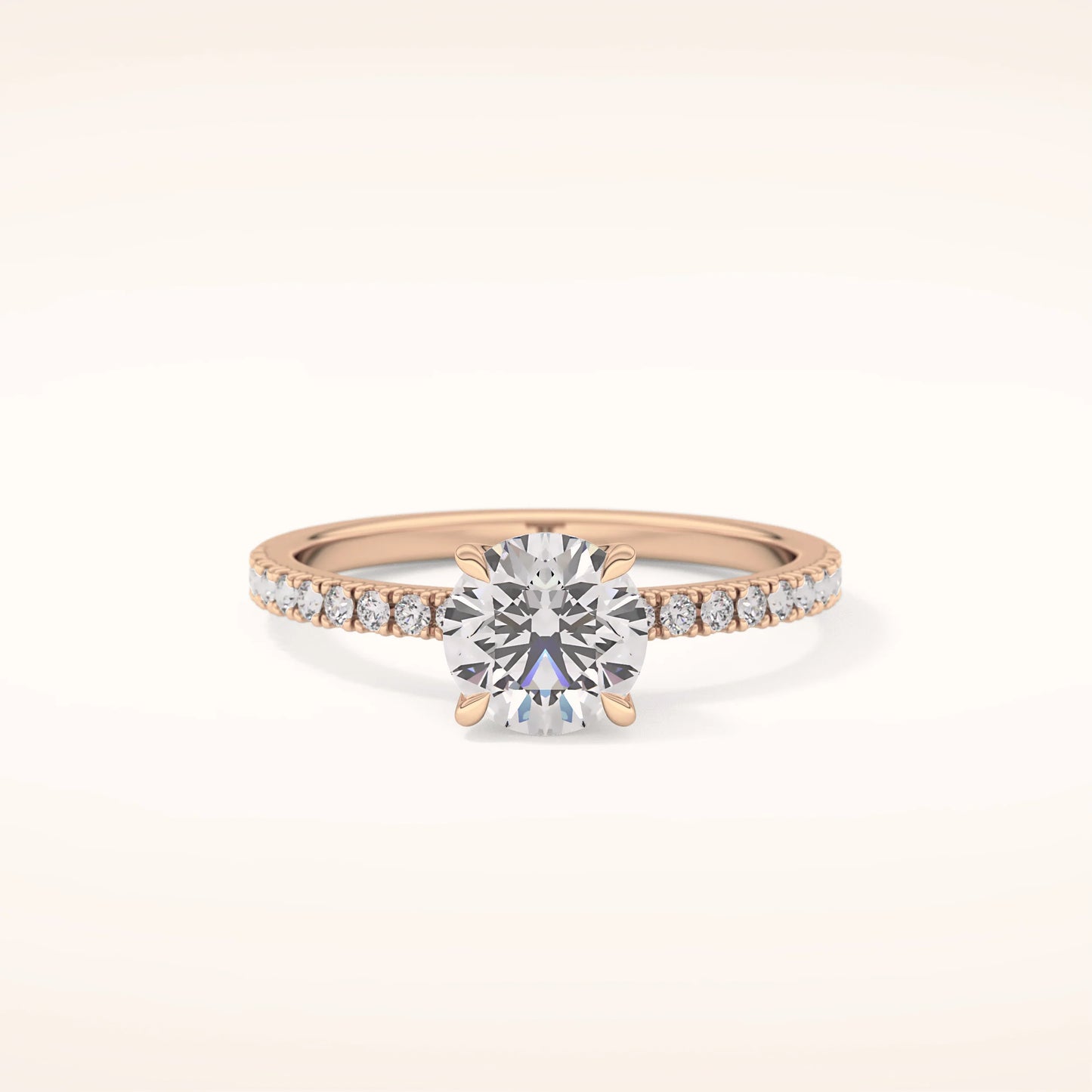 Round Lab Grown Diamond Ring with Pavè Band