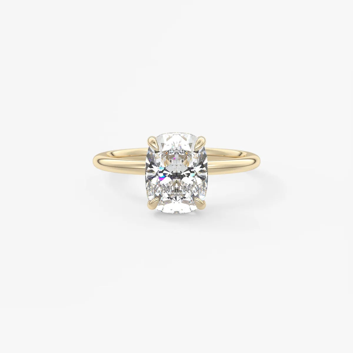 2ct Elongated Cushion Moissanite Solitaire with Hidden Halo