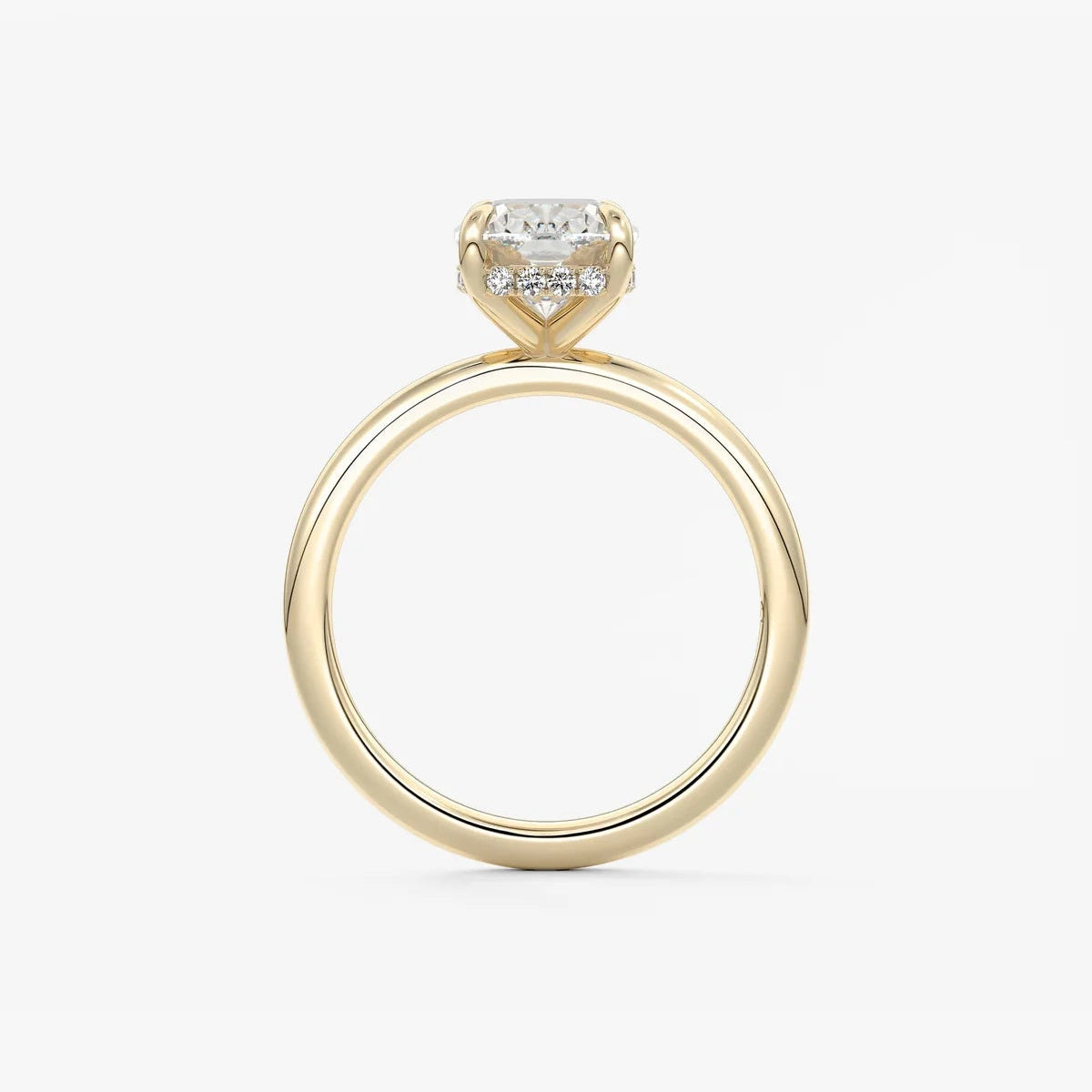 2ct Elongated Cushion Moissanite Solitaire with Hidden Halo