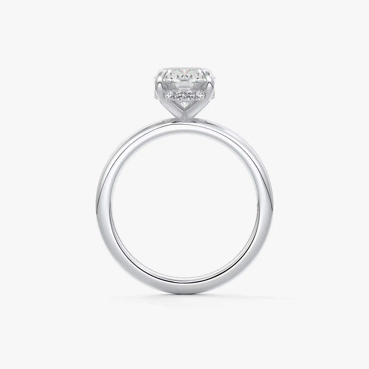 2ct Elongated Cushion Moissanite Solitaire with Hidden Halo
