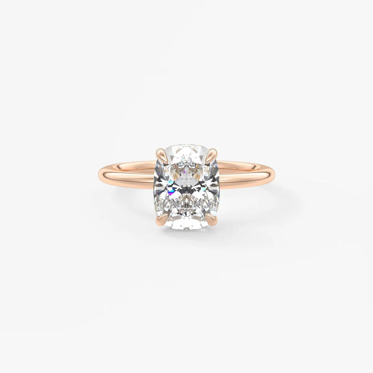 2ct Elongated Cushion Moissanite Solitaire with Hidden Halo