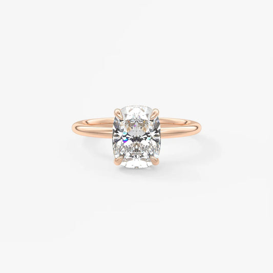 2ct Elongated Cushion Moissanite Solitaire with Hidden Halo