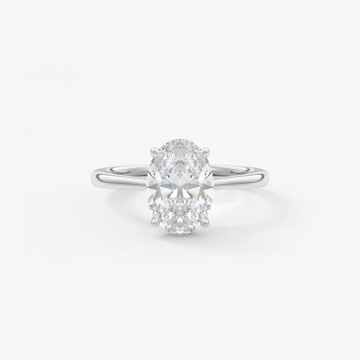 1.5ct Oval Moissanite Solitaire with Hidden Halo