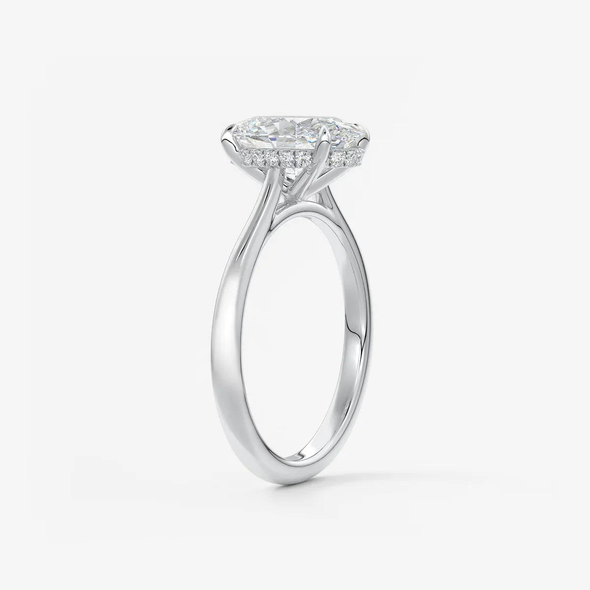 1.5ct Oval Moissanite Solitaire with Hidden Halo